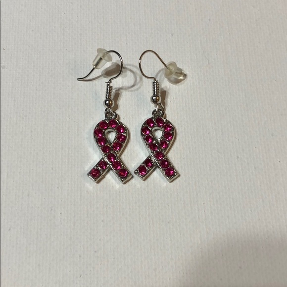 Pink ribbon earrings - Picture 1 of 1